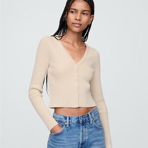 GAP Plaited Rib Crop Cardigan